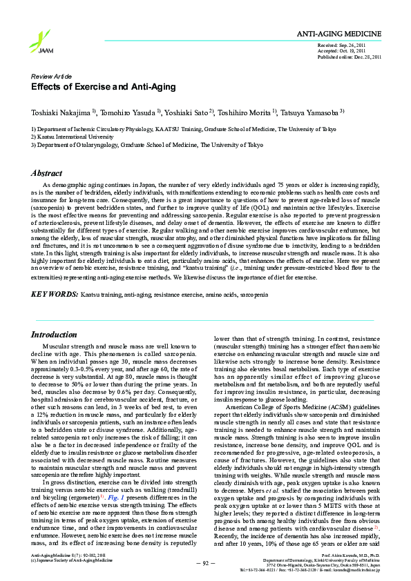 (PDF) Effects of Exercise and Anti-Aging