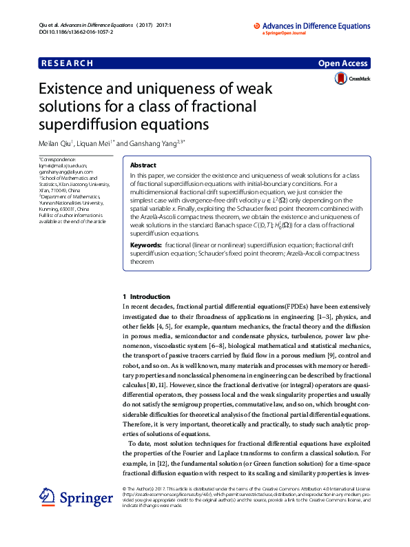 (PDF) Existence and uniqueness of weak solutions for a class of ...