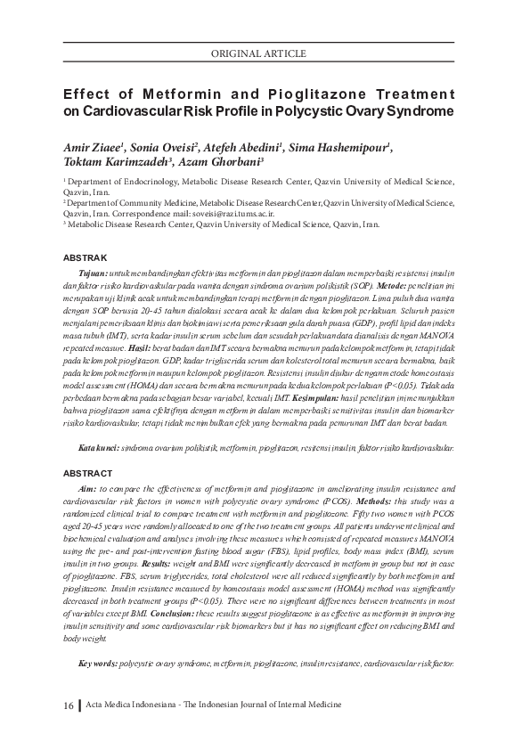 (PDF) Effect of metformin and pioglitazone treatment on cardiovascular ...