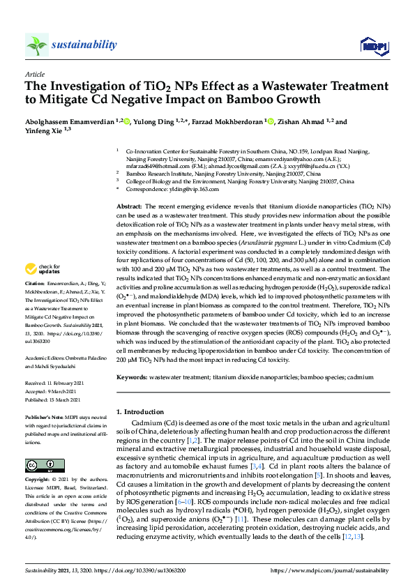 (PDF) The Investigation of TiO2 NPs Effect as a Wastewater Treatment to ...