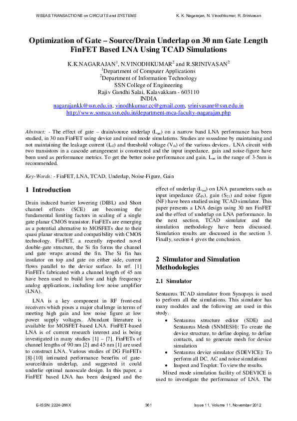 (PDF) Optimization of Gate – Source/Drain Underlap on 30 nm Gate Length ...