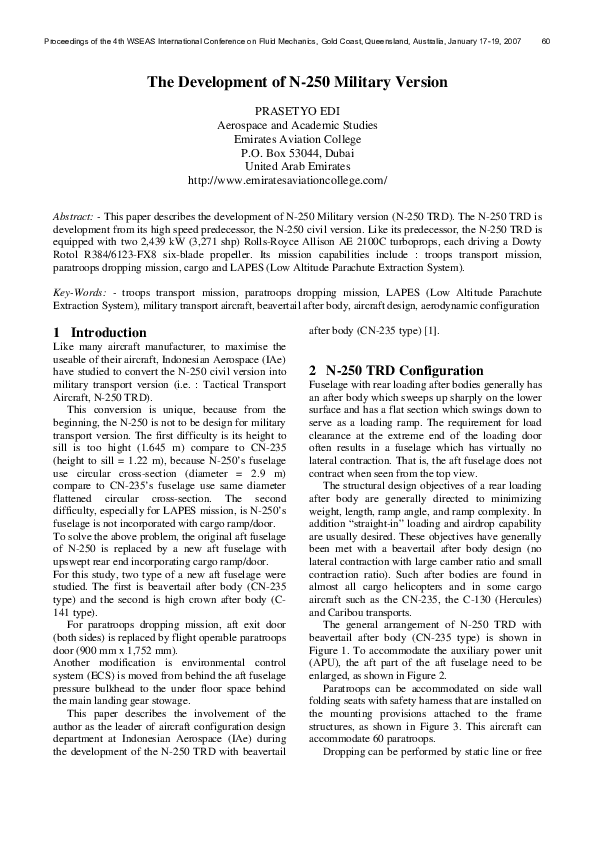 (PDF) The Development of N-250 Military Version
