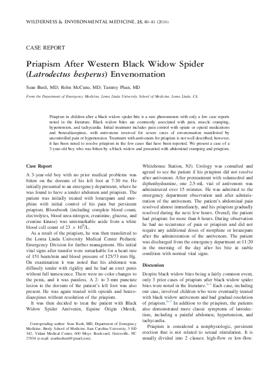 (PDF) Priapism After Western Black Widow Spider (Latrodectus hesperus ...
