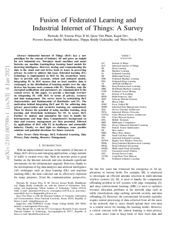 (PDF) Fusion of Federated Learning and Industrial Internet of Things: A ...