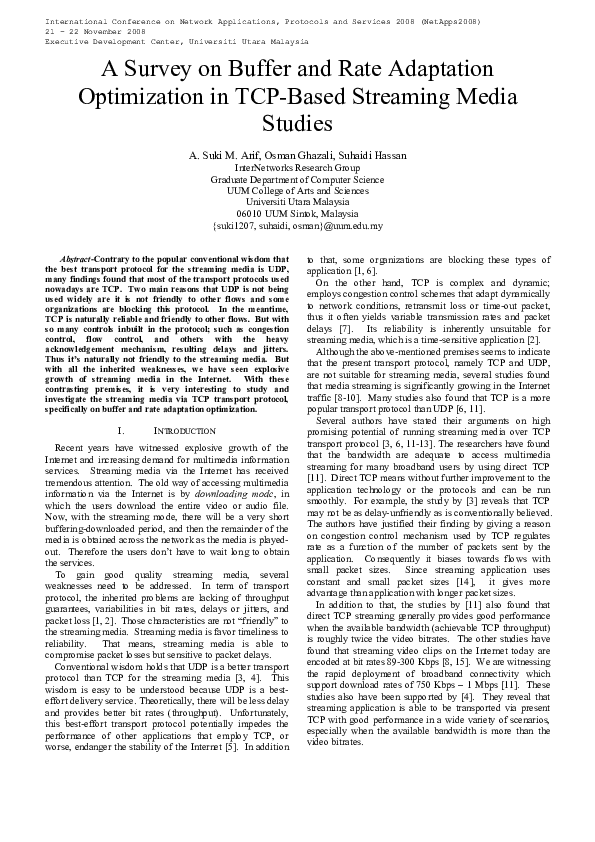 (PDF) A Survey on Buffer and Rate Adaptation Optimization in TCP-Based ...