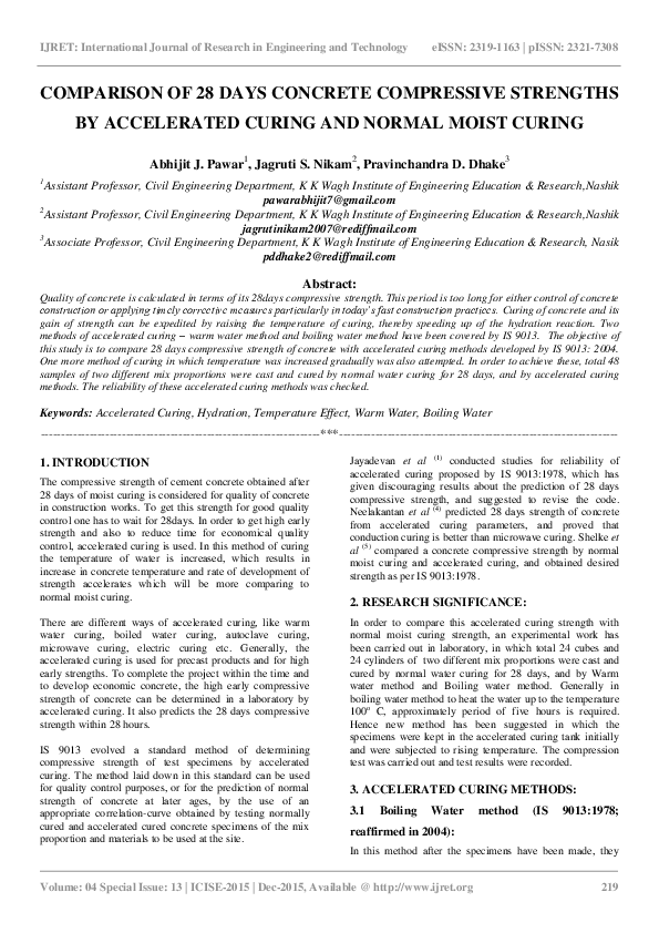 (PDF) Comparison of 28 Days Concrete Compressive Strengths by ...