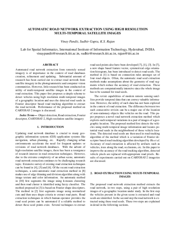 (PDF) Automatic road network extraction using high resolution multi ...