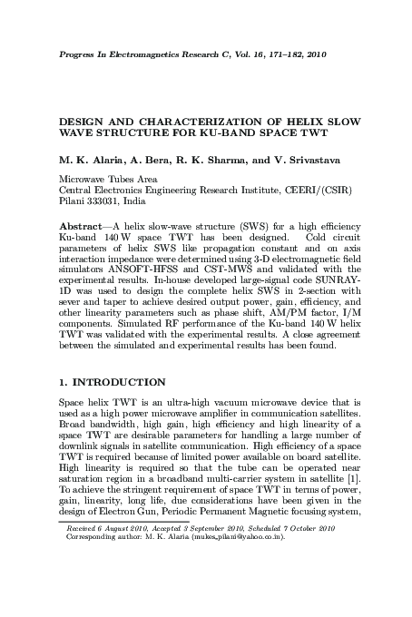 (PDF) Design and Characterization of Helix Slow Wave Structure for Ku ...