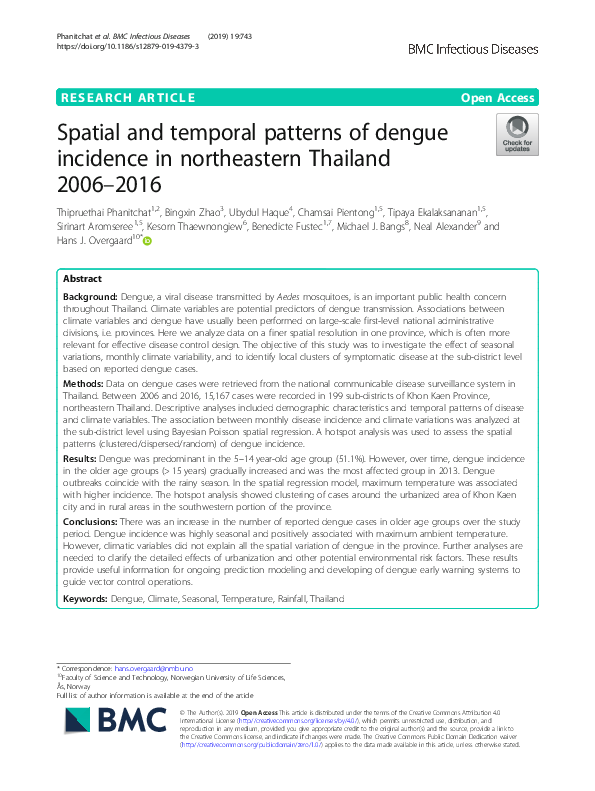 (PDF) Spatial and temporal patterns of dengue incidence in northeastern ...