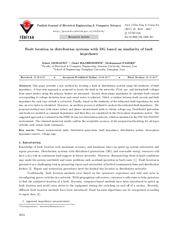 (PDF) Fault location in distribution systems with DG based on ...
