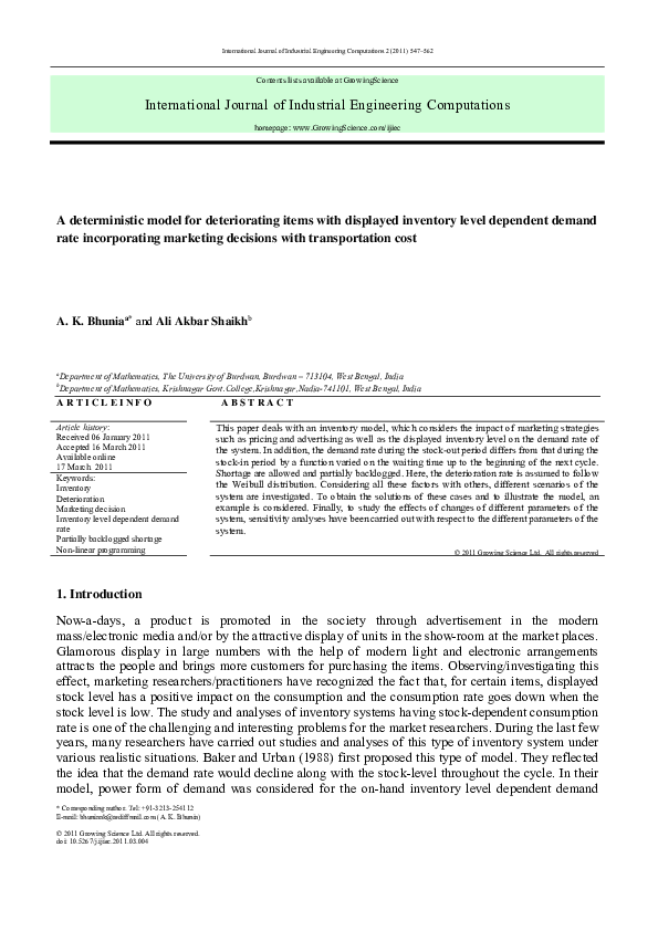 (PDF) A deterministic model for deteriorating items with displayed ...