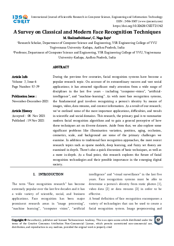 (PDF) A Survey on Classical and Modern Face Recognition Techniques