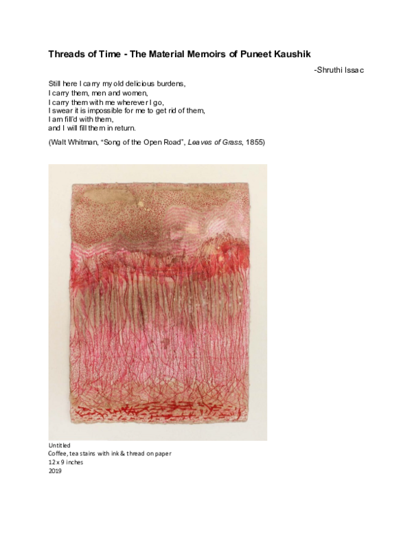 (PDF) Curatorial Note: Threads of Time- the material memoirs of Puneet ...