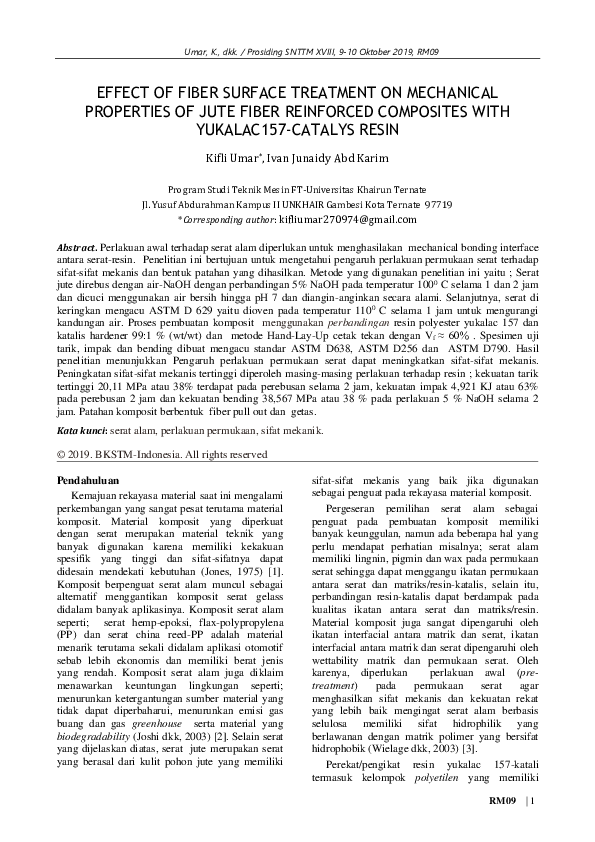 (PDF) Effect of Fiber Surface Treatment on Mechanical Properties of ...