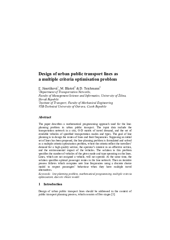 (PDF) Design of urban public transport lines as a multiple criteria ...
