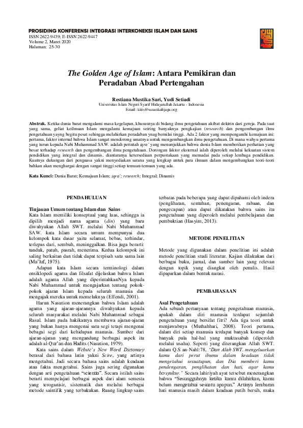 (PDF) The Golden Age of Islam: Antara Pemikiran dan Peradaban Abad ...