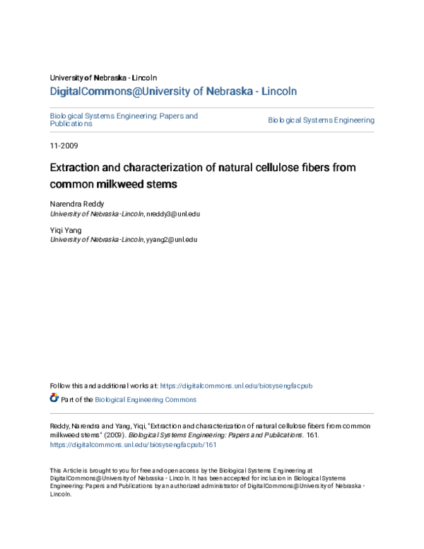 (PDF) Extraction and characterization of natural cellulose fibers from