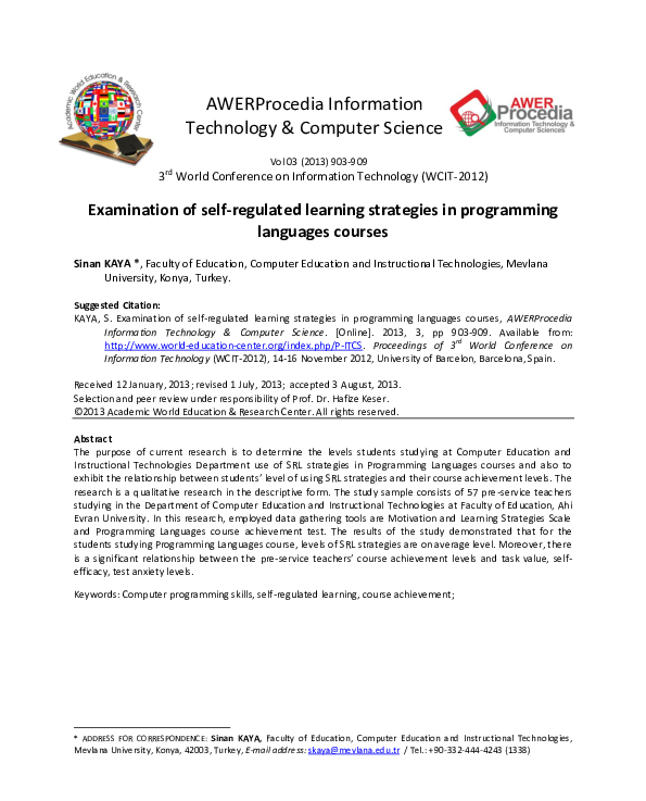 (PDF) Examination of self-regulated learning strategies in programming ...