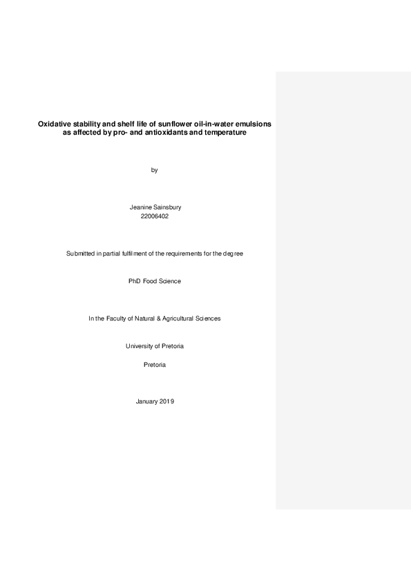(PDF) Oxidative stability and shelf life of sunflower oil-in-water ...