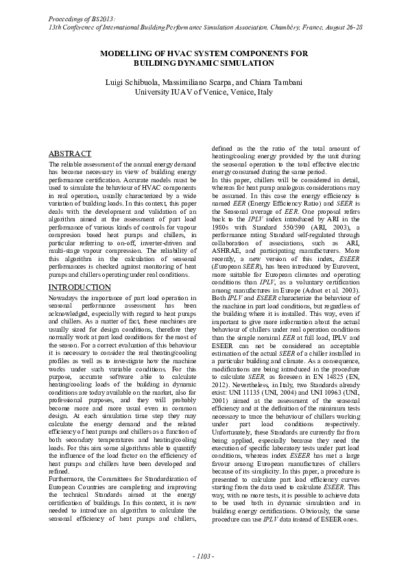 (PDF) Modelling of Hvac System Components for Building Dynamic Simulation