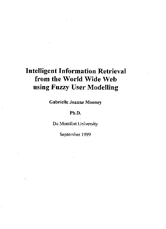 (PDF) Intelligent Information Retrieval from the World Wide Web using ...