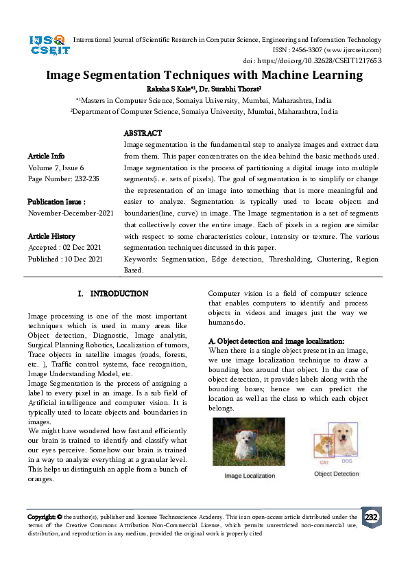 (PDF) Image Segmentation Techniques with Machine Learning