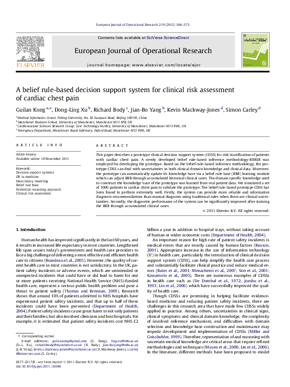 (PDF) A belief rule-based decision support system for clinical risk ...