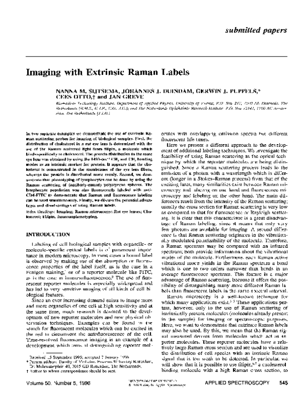 (PDF) Imaging with Extrinsic Raman Labels