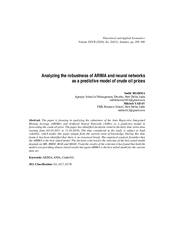 (PDF) Analyzing the robustness of ARIMA and neural networks as a ...
