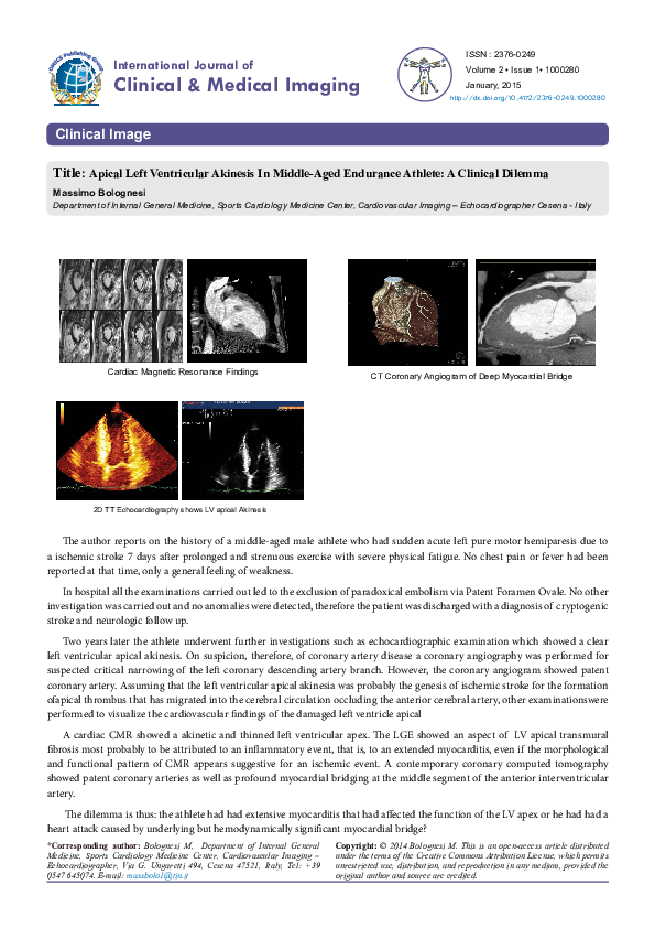 (PDF) Apical Left Ventricular Akinesis in MiddleAged Endurance Athlete