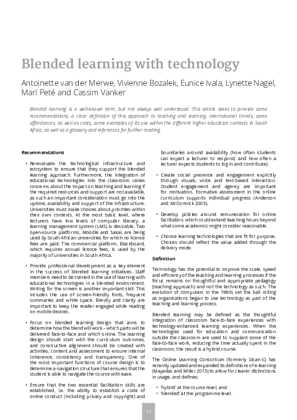 (PDF) Blended learning with technology