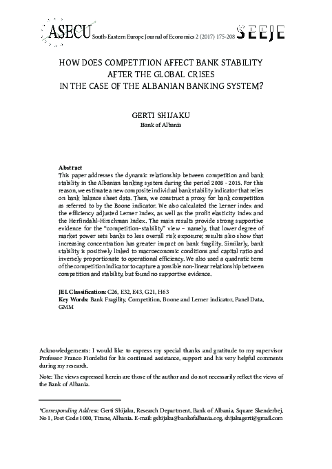(PDF) How does competition affect bank stability after the global ...
