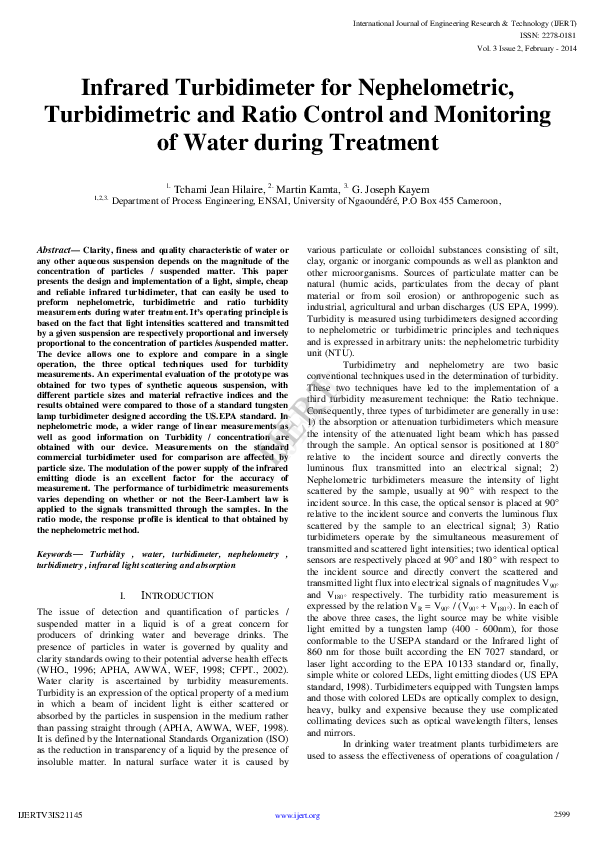 (PDF) Infrared Turbidimeter for Nephelometric, Turbidimetric and Ratio