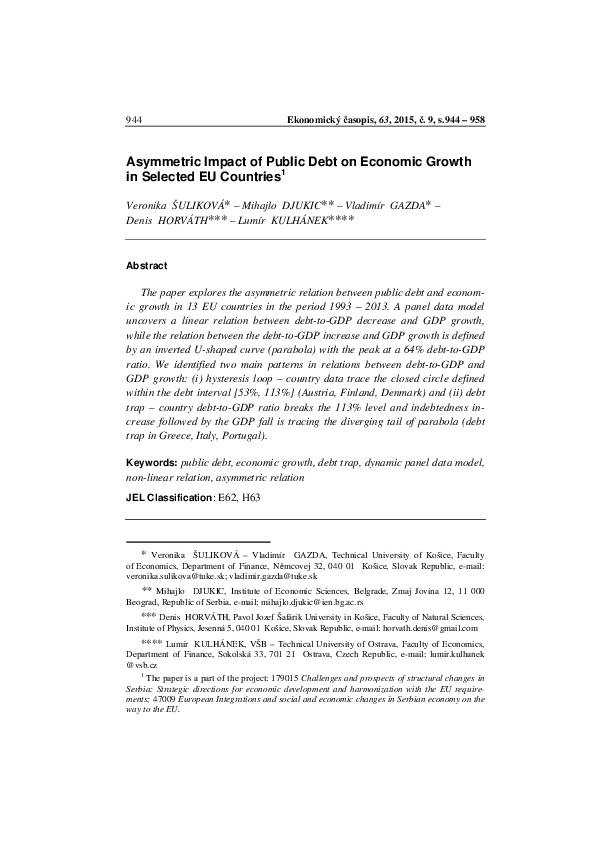 (PDF) Asymmetric impact of public debt on economic growth in selected ...