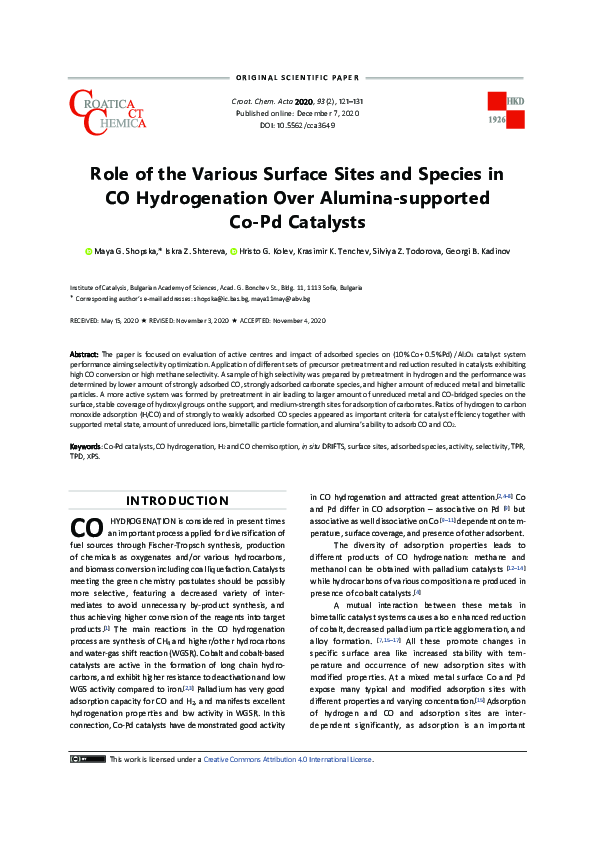 (PDF) Role of the Various Surface Sites and Species in CO Hydrogenation ...