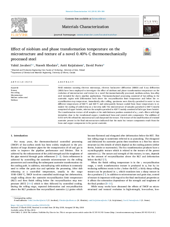 (PDF) Effect of niobium and phase transformation temperature on the ...