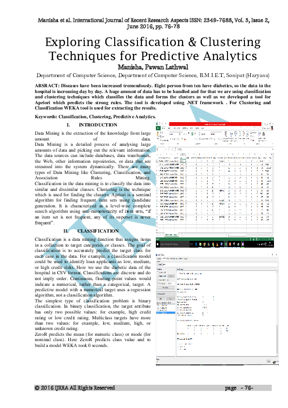 (PDF) Exploring Classification & Clustering Techniques for Predictive ...