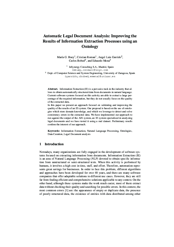 Pdf Automatic Legal Document Analysis Improving The Results Of