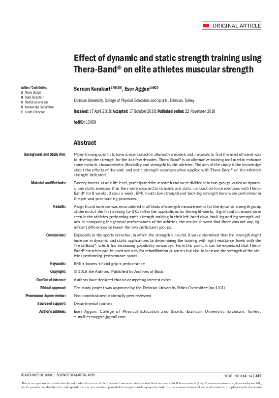 (PDF) Effect of dynamic and static strength training using Thera-Band ...