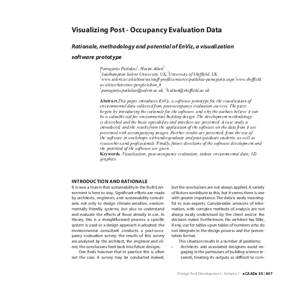 (PDF) Visualizing Post - Occupancy Evaluation Data: Rationale ...