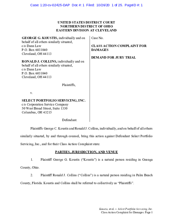 (PDF) SELECT PORTFOLIO SERVICING, INC. ( SPS ) CLASS ACTION OHIO Ed