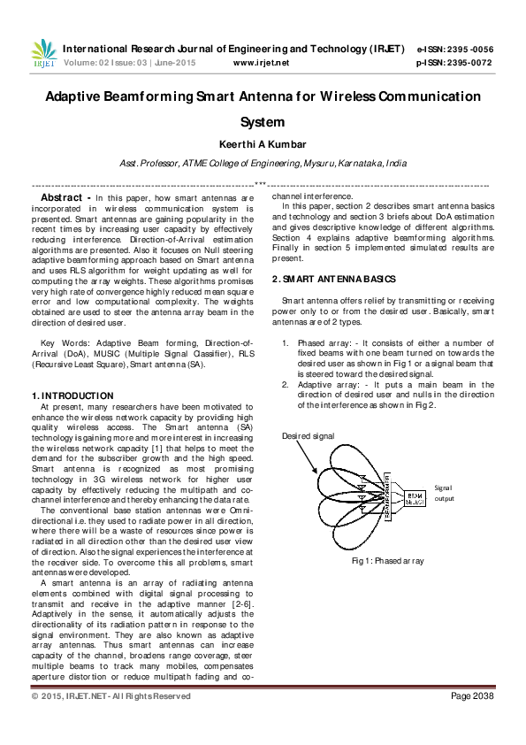 (PDF) Adaptive Beamforming Smart Antenna for Wireless Communication System