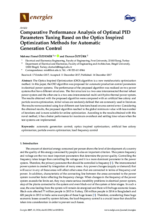 (PDF) Comparative Performance Analysis of Optimal PID Parameters Tuning ...
