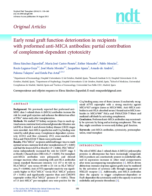 (PDF) Early renal graft function deterioration in recipients with ...