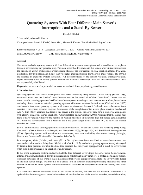 (PDF) Queueing Systems With Four Different Main Server's Interruptions ...