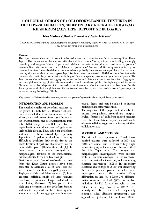 (PDF) Colloidal Origin of Colloform-Banded Textures in the Low ...