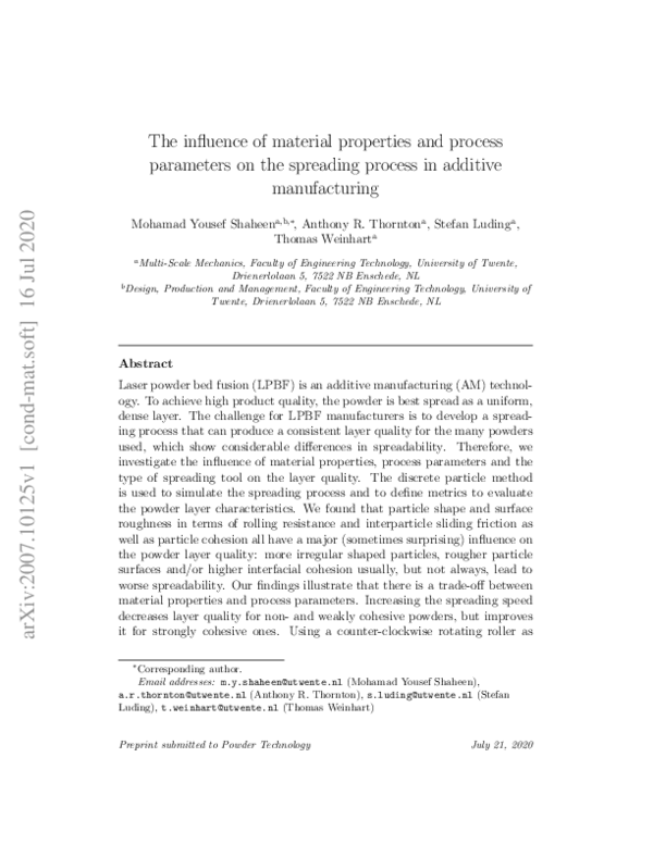 (PDF) The influence of material properties and process parameters on ...