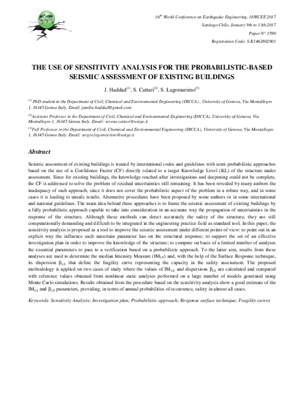 (PDF) The Use of Sensitivity Analysis for the Probabilistic-Based ...