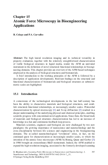 (PDF) Atomic Force Microscopy in Bioengineering Applications