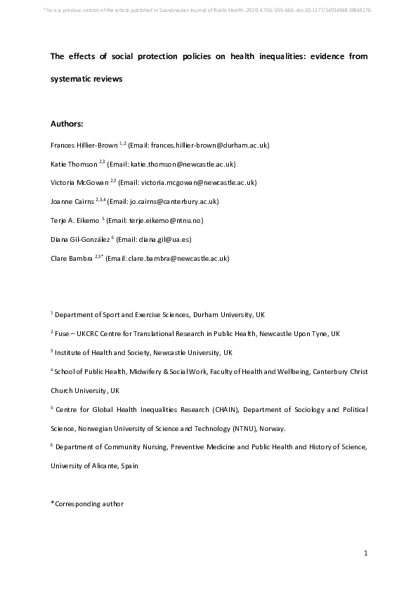 (PDF) The effects of social protection policies on health inequalities ...